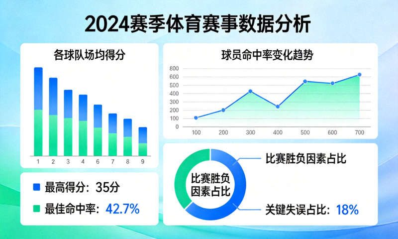 体育赛事数据分析看板上的统计图表与比赛数据展示
