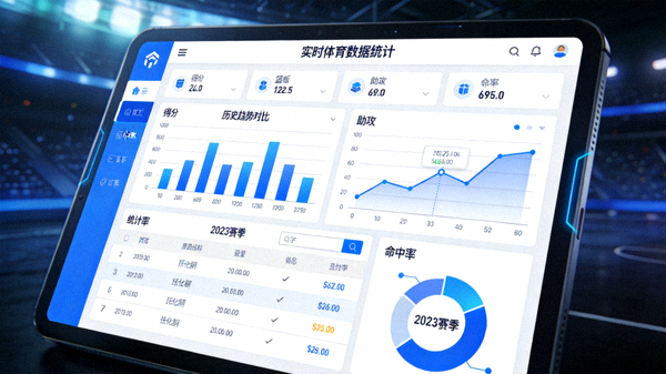 体育数据分析屏幕上展示的统计图表与指标界面